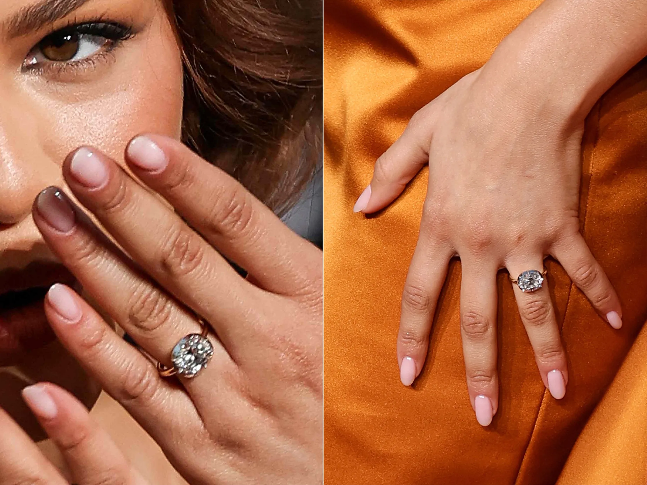 <p>The east-west design, featuring Jessica McCormack’s signature Georgian-style cut-down setting, centres on a cushion-cut diamond of around five carats.</p>