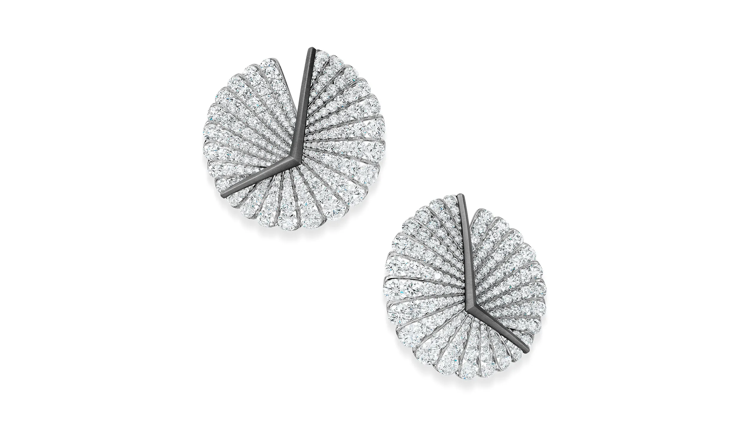 <p>FORMS Jewellery diamond and grey titanium sphere earrings in grey titanium, set with 40.79ct diamonds</p>
