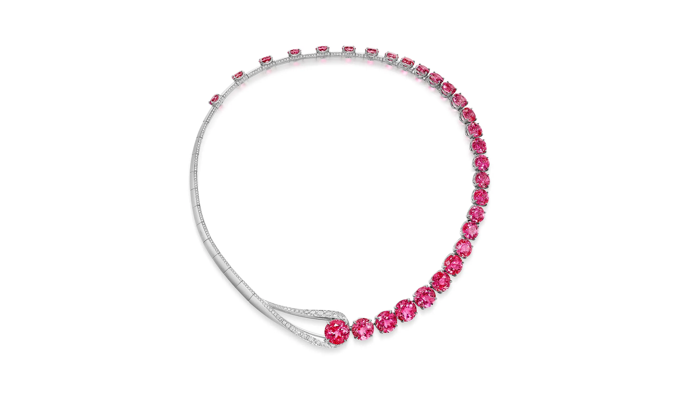 <p>FORMS Jewellery pink tourmaline and diamond necklace in 18K white gold, set with 50.28ct pink tourmalines and 3.81ct diamonds</p>
