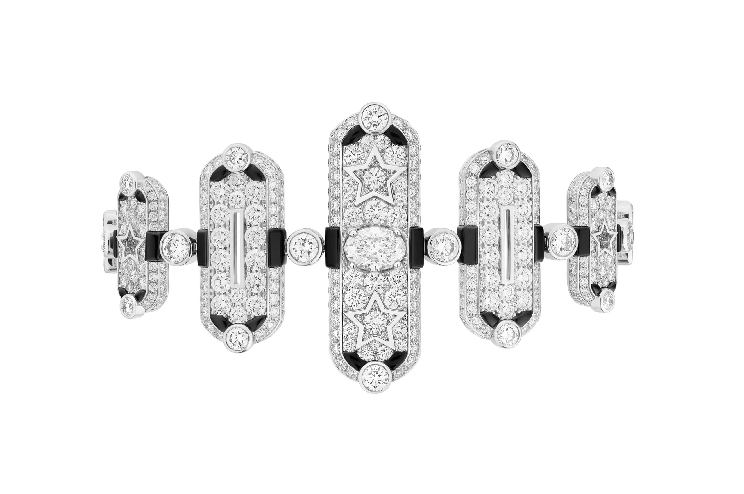 Chanel Talisman Graphique bracelet in white gold, set with diamonds and onyx