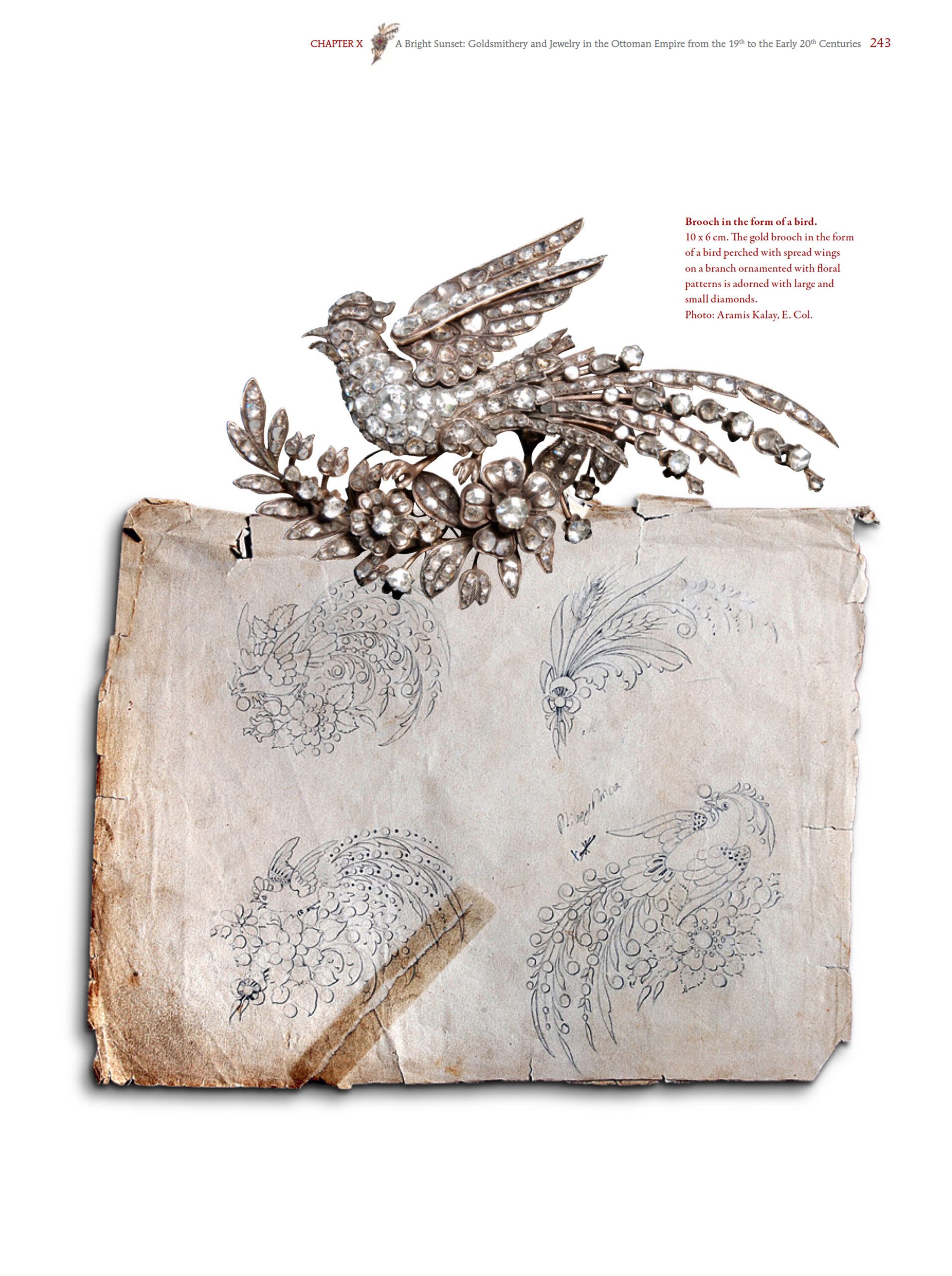 A diamond-set bird brooch and its surviving sketches provide a rare window into the creative process, tracing the journey from an artist's first ideas to a finished jewel