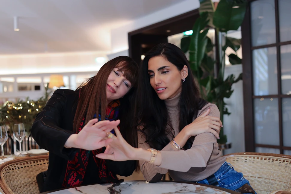 <p>Katerina Perez with Iranian fashion model, Farnoush Hamidian</p>