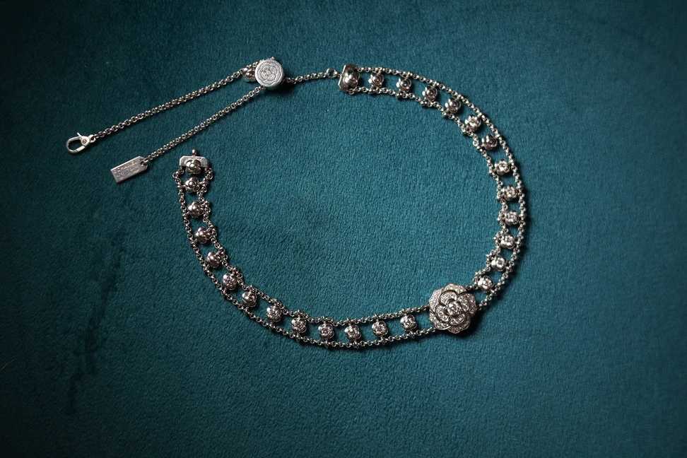<p>This Chanel Camélia choker with diamonds is an important and sentimental part of Farnoush Hamidian’s personal jewellery collection </p>