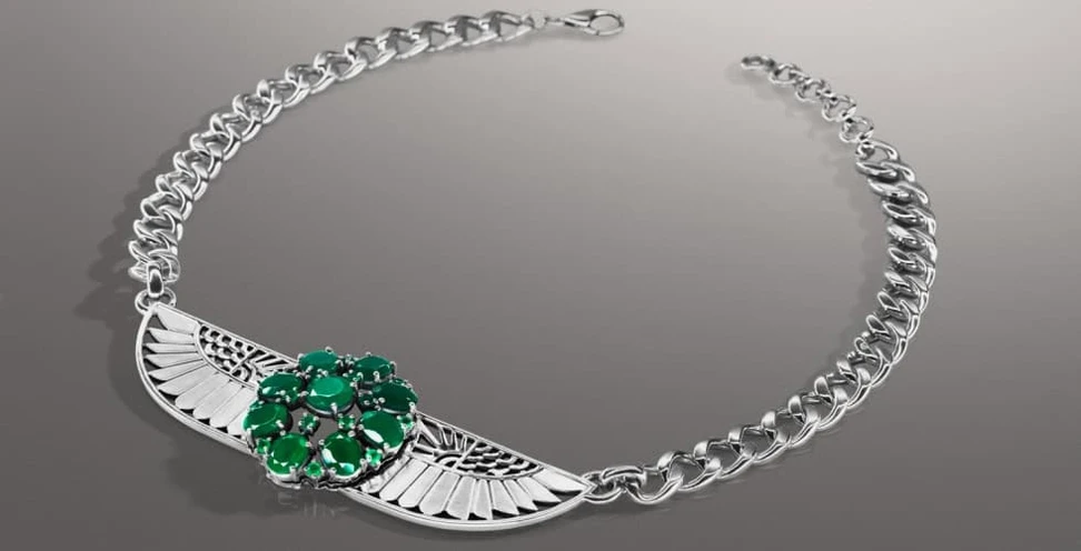 <p>Azza Fahmy Stones Cluster Wings Necklace from the Third Eye On The Universe Collection</p>