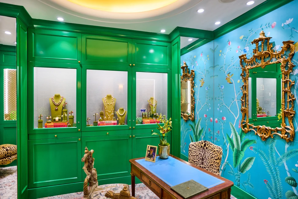 <p>A closer look at the interior design of the new Margot McKinney boutique at The Peninsula Beverly Hills, including her signature green colour</p>
