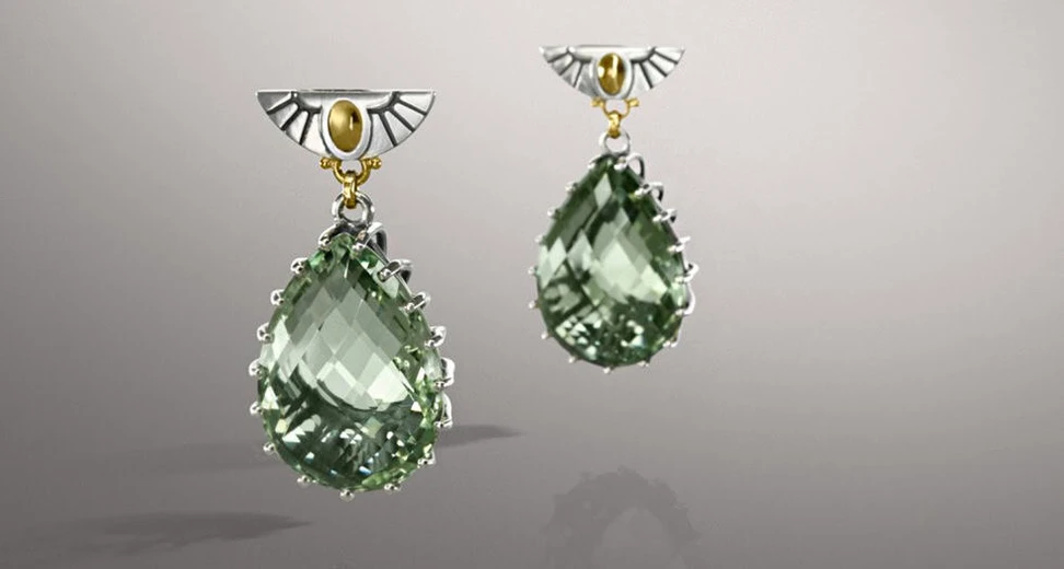 <p>Azza Fahmy Winged Stone earrings from the Third Eye On The Universe collection</p>