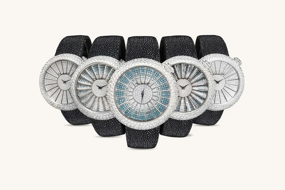 <p>Alter watch by Palmiero, featuring white and light blue diamonds on white gold</p>
