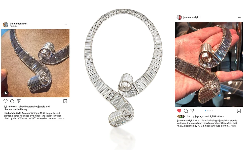 <p>Ambaji Shinde necklace with custom-cut baguette diamonds</p>