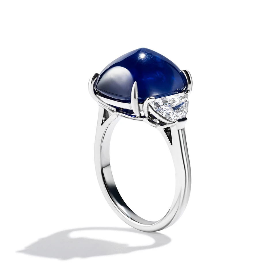 <p>Bayco Sugarloaf Cabochon Sapphire &#038; Diamond Ring and earrings</p>
