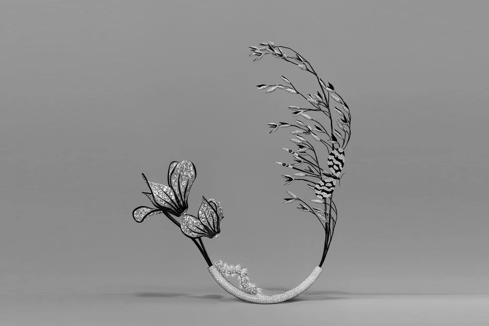 <p>Katerina’s pick: Boucheron’s Carte Blanche Impermanence Composition No.4 – four separate jewels, brought together in a snow-set diamond ‘vase’</p>
