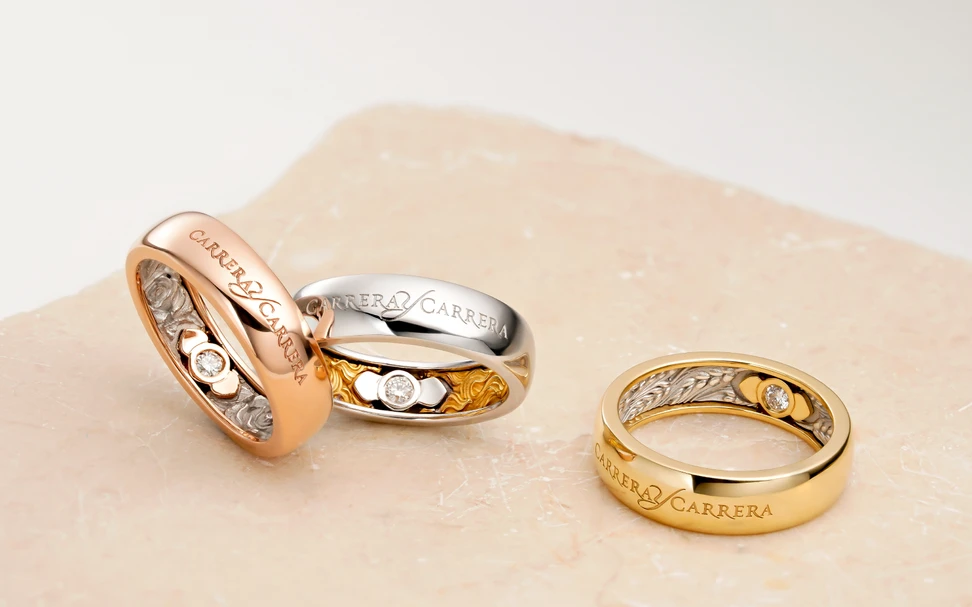<p>Carrera Y Carrera Beauty Inside rings in gold, white gold, rose gold and diamond from the Infinito collection</p>