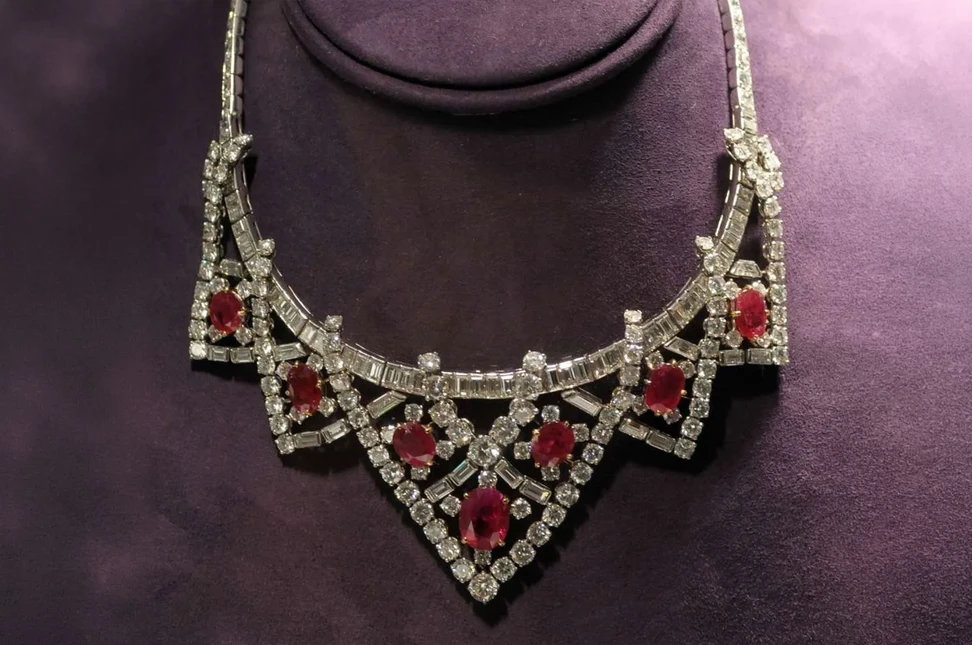 Elizabeth Taylor’s Cartier ruby and diamond necklace, created in 1951 and given to her by Mike Todd in 1957