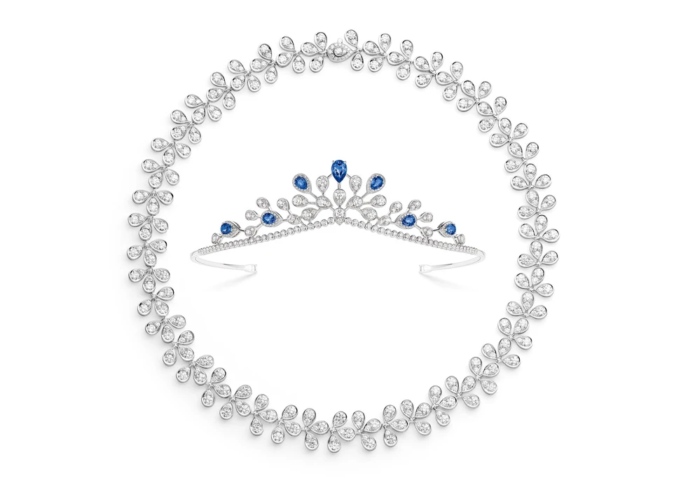 <p>Chaumet&#8217;s &#8216;Joséphine, Joséphine – Chaumet au Firmament&#8217; necklace that converts into a headband and a tiara with sapphires and diamonds</p>
