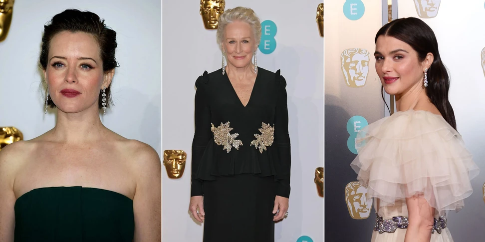 <p>Claire Foy, Glenn Close and Rachel Weisz at the 2019 BAFTA awards all wearing Cartier High Jewellery drop earrings with diamonds</p>