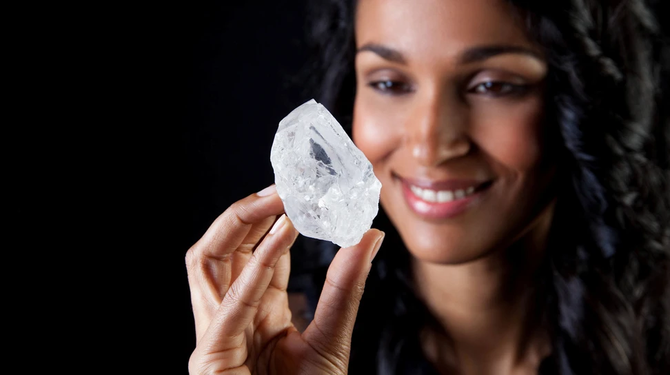 <p>Colourless Lesedi la Rona – the largest gem-quality rough diamond to be found in over 100 years – weighing a mighty 1109 carats</p>