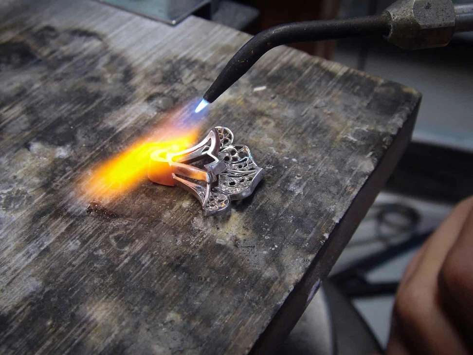 <p>David Michael diamond ring in the making</p>
