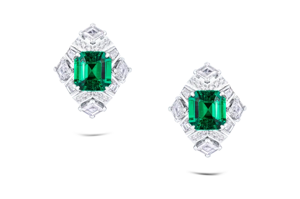 It took five years to assemble the Colombian emeralds for the Kalamos suite, including the exceptional pair at the centre of these earrings