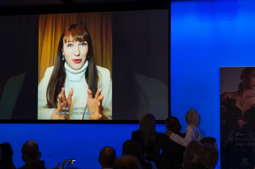 Katerina Perez joins the 9th Diamond Guild Australia Jewellery Awards ceremony virtually, following her visit to Sydney in August to judge the competition