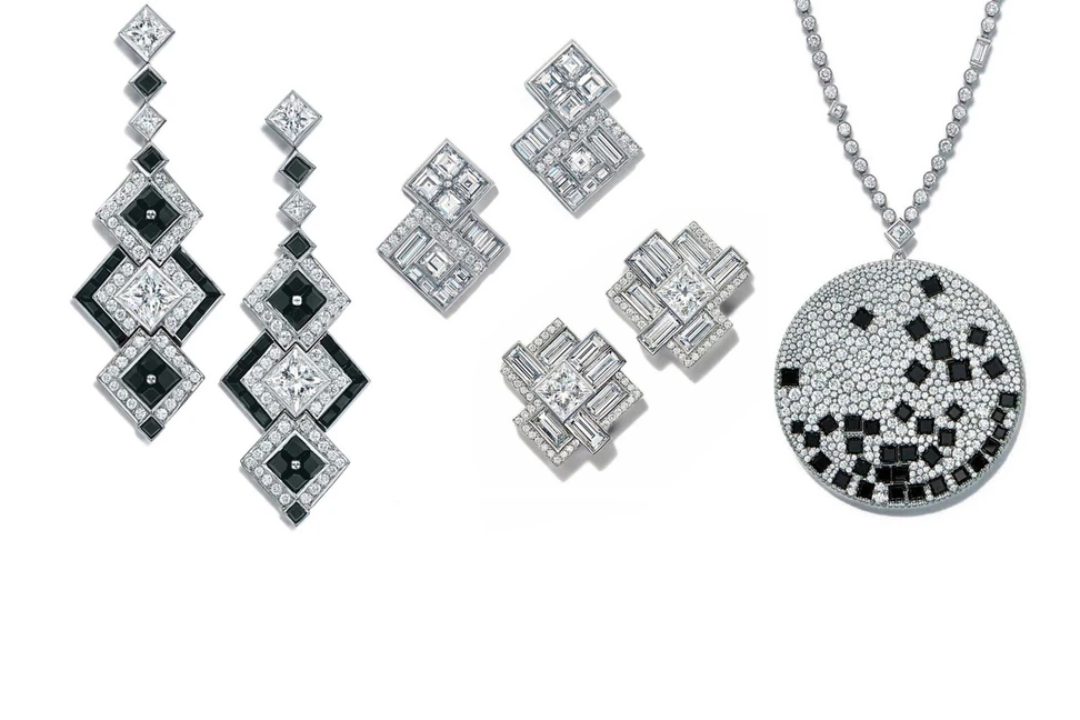 <p>Diamond and onyx jewellery from Tiffany&Co Masterpieces 2015 collection</p>