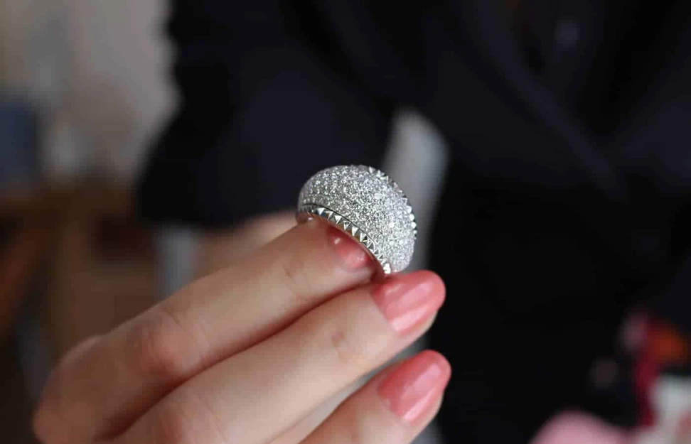 <p>Ferrat Paris ring set with diamonds in white gold</p>