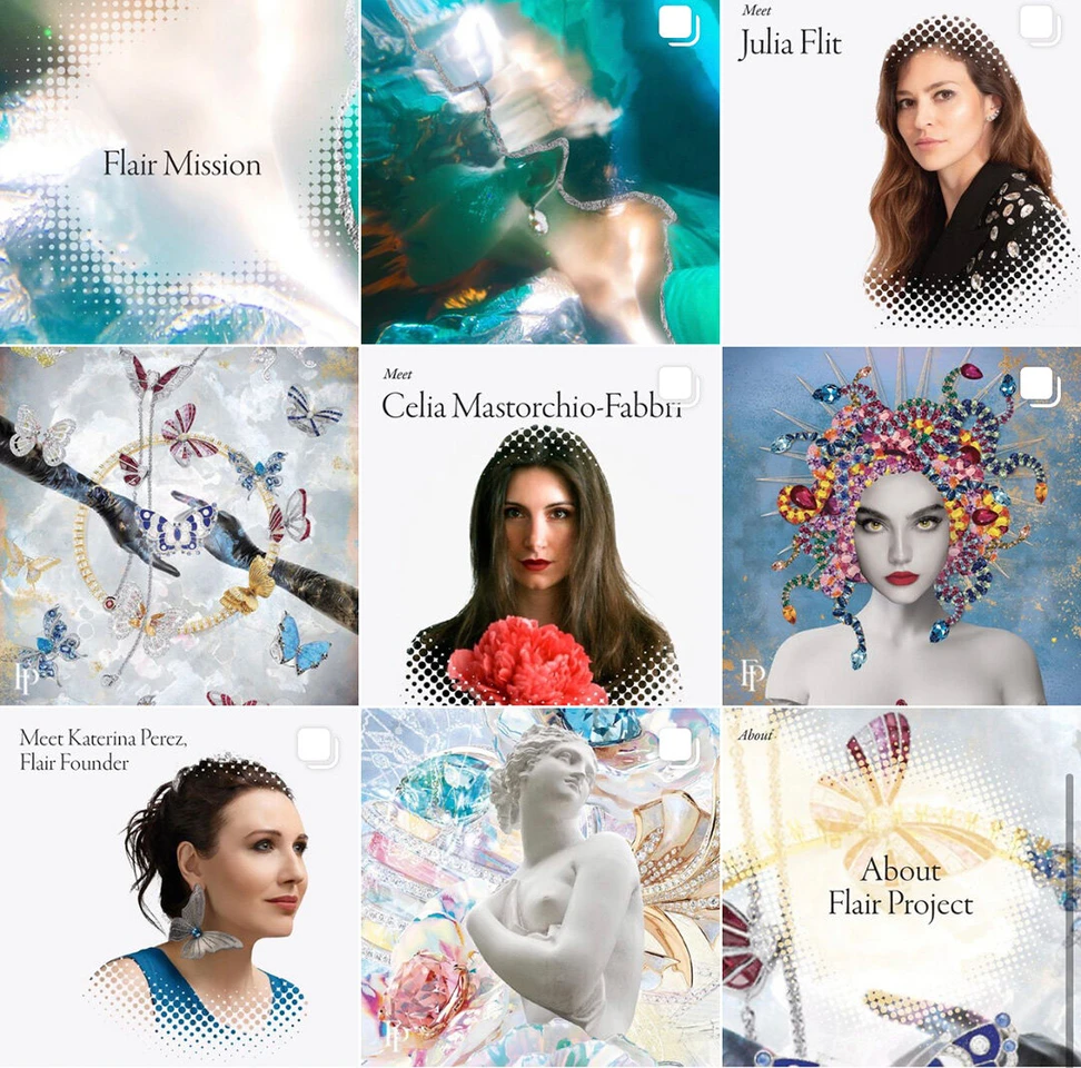 <p>Katerina launched the FLAIR Project at GemGenève in 2021 – a virtual gallery featuring the work of independent multi-media creatives inspired by jewellery and gemstones</p>