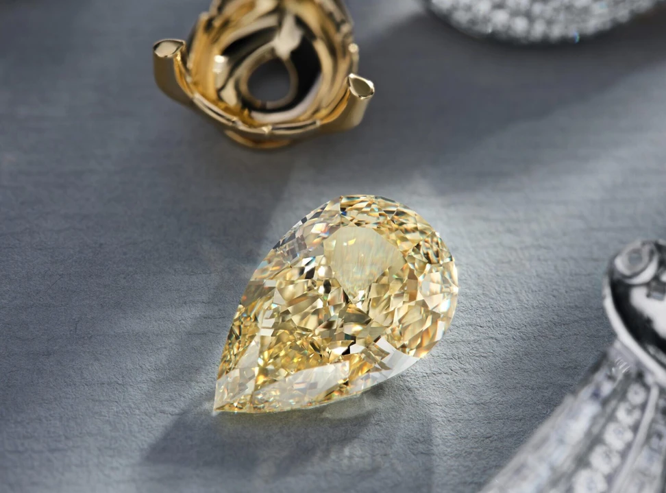 <p>The star of The Gift of Love High Jewellery necklace by Graff is a sensational 13.51-carat fancy intense yellow pear-shaped diamond</p>