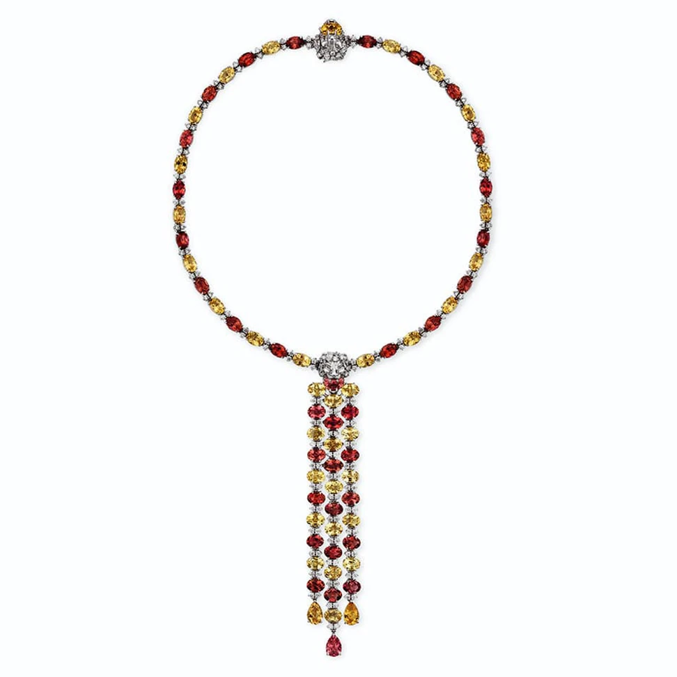 <p>Gucci ‘Hortus Deliciarum’ collection necklace with citrines, tourmalines and diamonds in white gold</p>