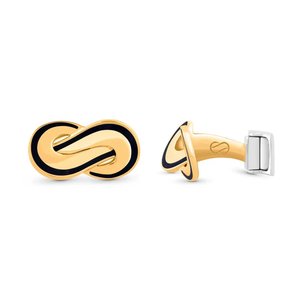 HARAKH Infinity Joy cufflinks with enamel in 18k yellow gold