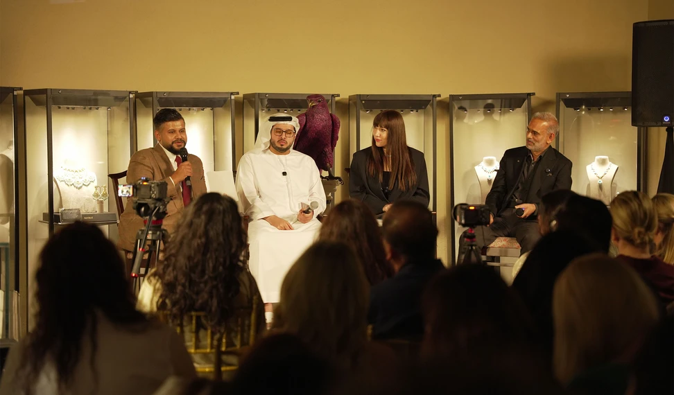 <p>Katerina Perez was joined on stage by Krishna Raj, Saeed Obaid, and Hayrat Fine Gems co-founder Zaheer Ansari</p>

