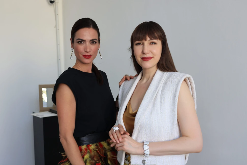 Katerina Perez with Vhernier Creative Director Isabella Traglio at Paris Haute Couture Week 2026