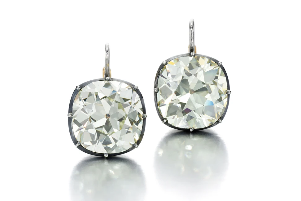 <p>Jessica McCormack earrings with old mine diamonds</p>