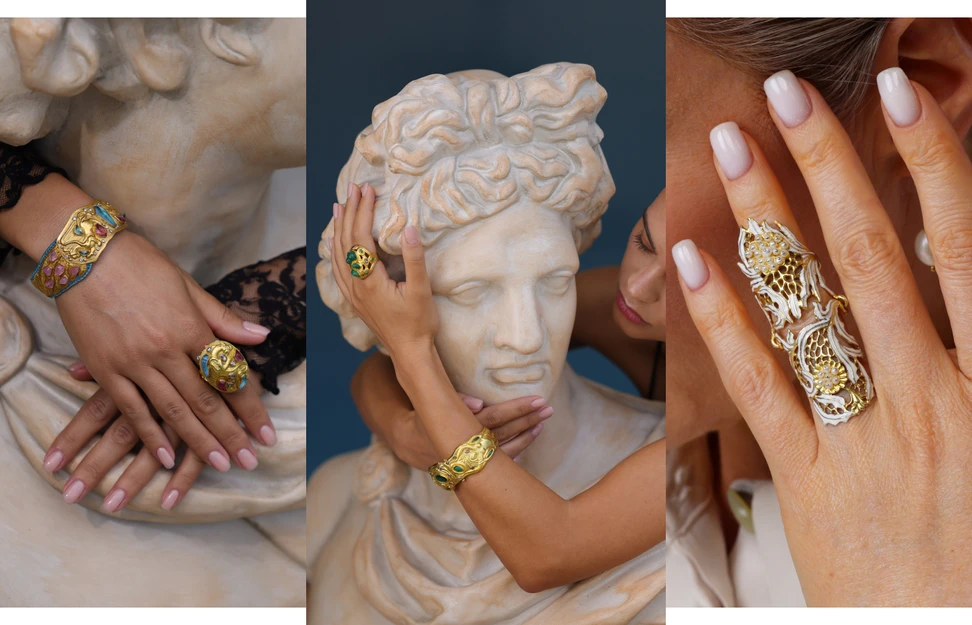 <p>Jewellery creations by Georgian brand Marilisi, which will exhibit as part of the Glamora area at JeweLuxe, part of UltraLuxe, in October 2024</p>
