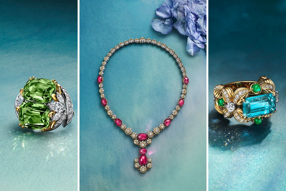 Pieces from Tiffany & Co.'s Blue Book 2026: Hidden Garden collection, inspired by the beauty and mystery of nature.
