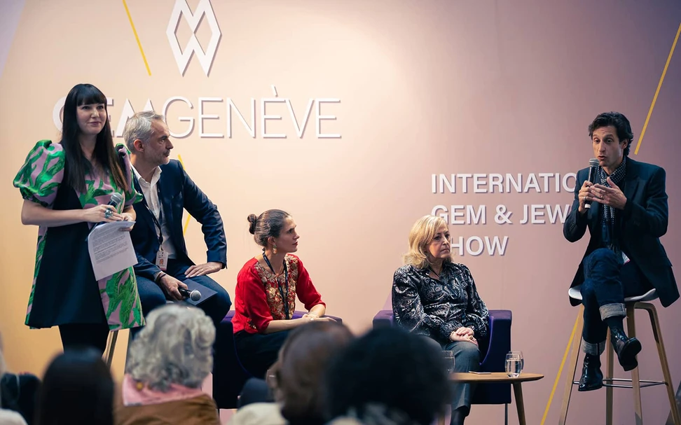 <p>The panel discuss ‘What Makes Exceptional Design?’ at GemGenève in November 2022</p>