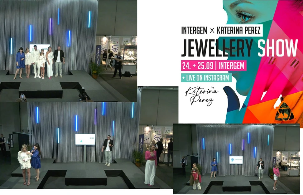 <p>Katerina Perez styling jewellery at the InterGem trade show in Idar-Oberstein in September 2022</p>
