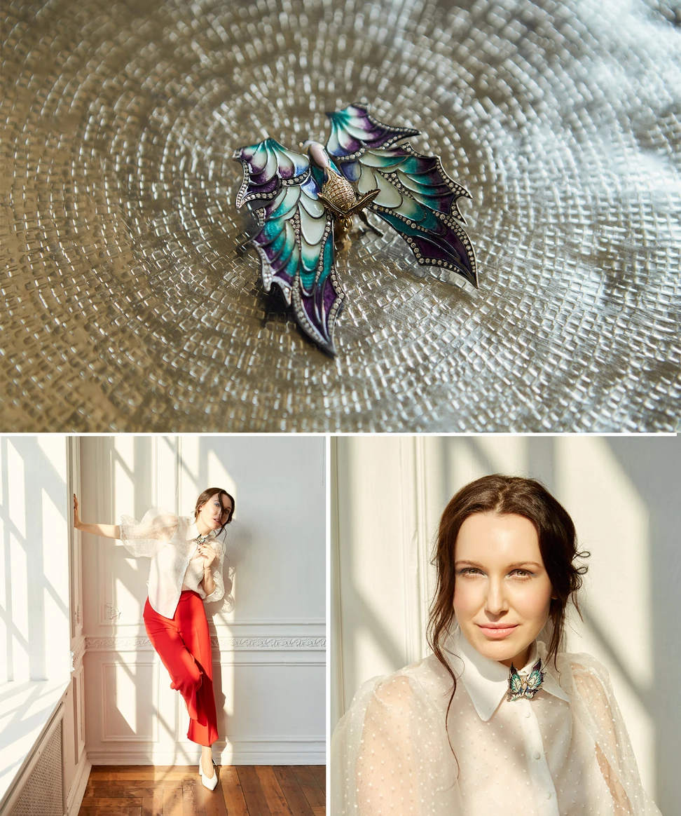 <p>Palmiero tourmaline and diamond earrings and Gismondi 1754 Dragonfly palm bracelet, both available at Monza boutique in St Petersburg</p>