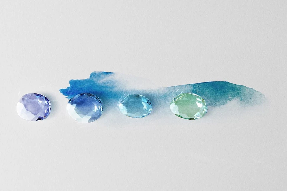 <p>Loose gemstones used in the Feng J Blooming Dragonfly Diva brooch</p>