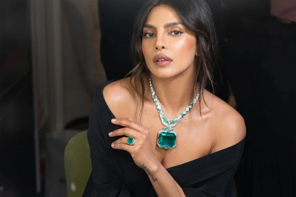 <p>Daiga’s pick: the Bvlgari Polychroma Magnus Emerald necklace, set with a 241.06 carat emerald cut Colombian emerald</p>
