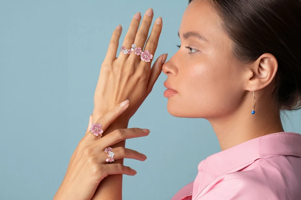 Cherry Blossom jewels from Pamela Hastry’s nature-inspired Prêt-à-Briller collection