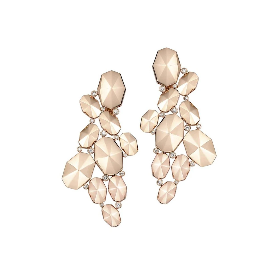 <p>Octium Alandalus Day 18k rose gold faceted dome earrings with diamonds</p>