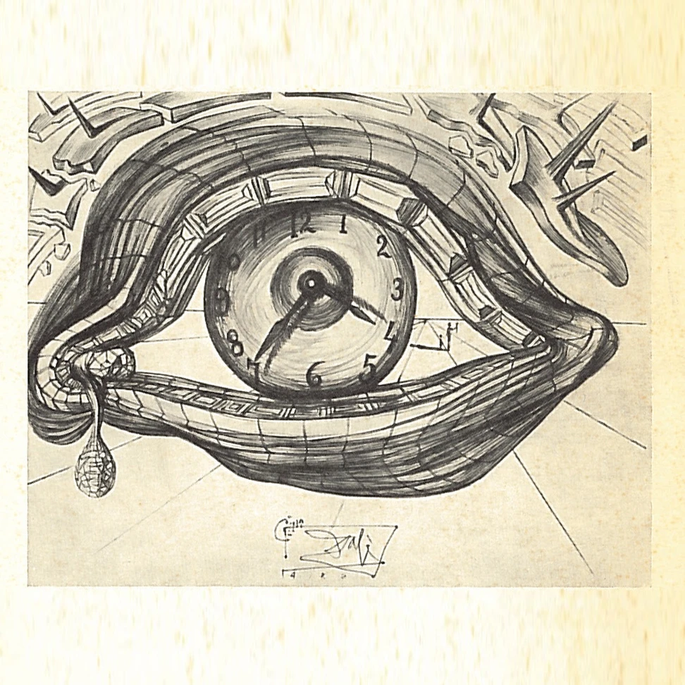 <p>Original drawing of Salvador Dali’s ‘Eye of Time’ brooch</p>