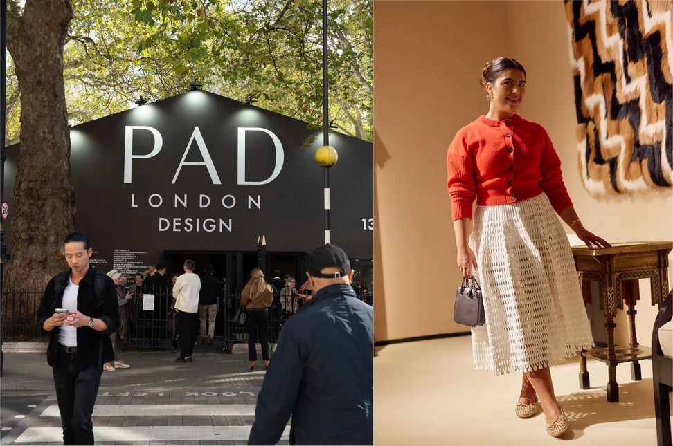 The PAD London pavilion in Berkeley Square and Bianca Blanari, as seen in British Vogue