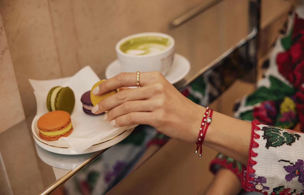 <p>Pieces in the Schaffrath Colortaire collection, including a ring in 18k yellow gold with 13 diamonds, a bracelet with 0.30 carats of diamonds in 18k white gold, and a Colotaire Mesh bracelet in 18k white gold with four strands and nine diamonds</p>