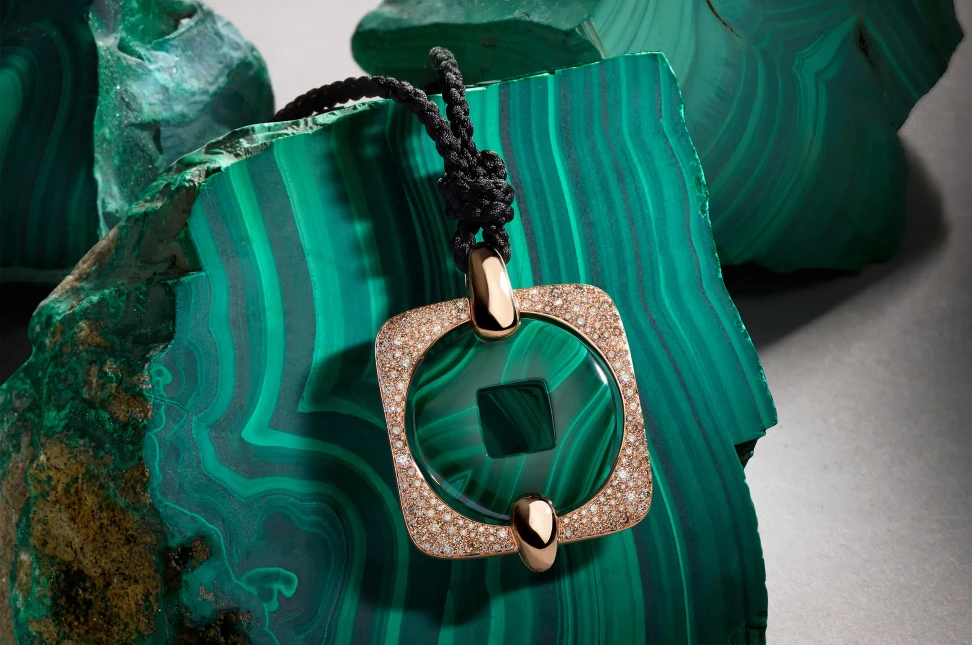 Hip to be square: Pomellato's new Moneta Orientale necklaces reimagine a matte yellow gold pendant from 1997