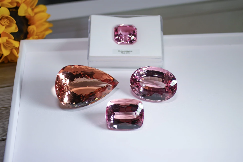 <p>Katerina’s love affair with morganites was rekindled at GemGenève courtesy of RMC Gems</p>
