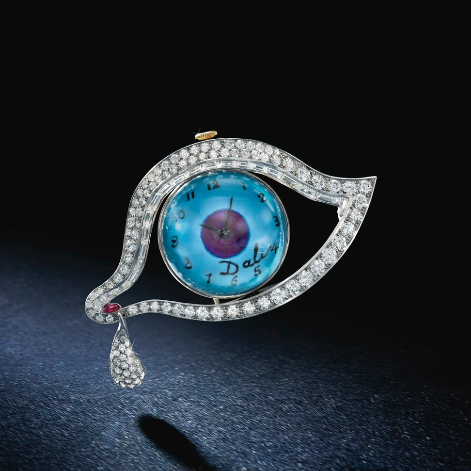 <p>Salvador Dali’s ‘Eye of Time’ brooch with diamonds</p>