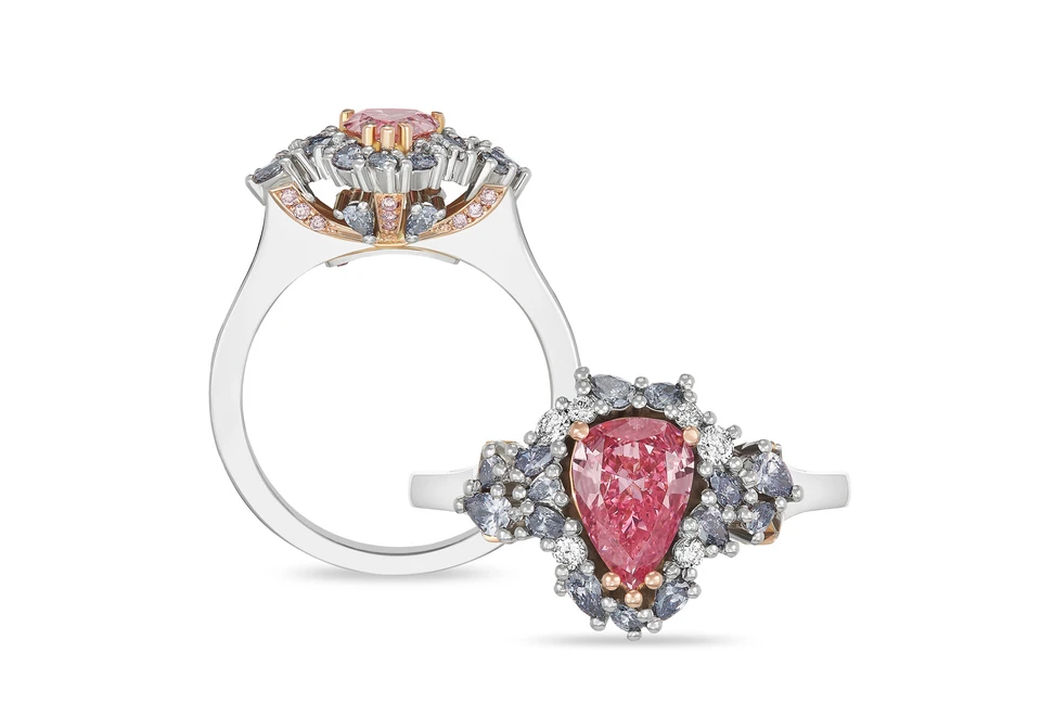 <p>The Argyle Tender Pear ring by Rohan Jewellery</p>