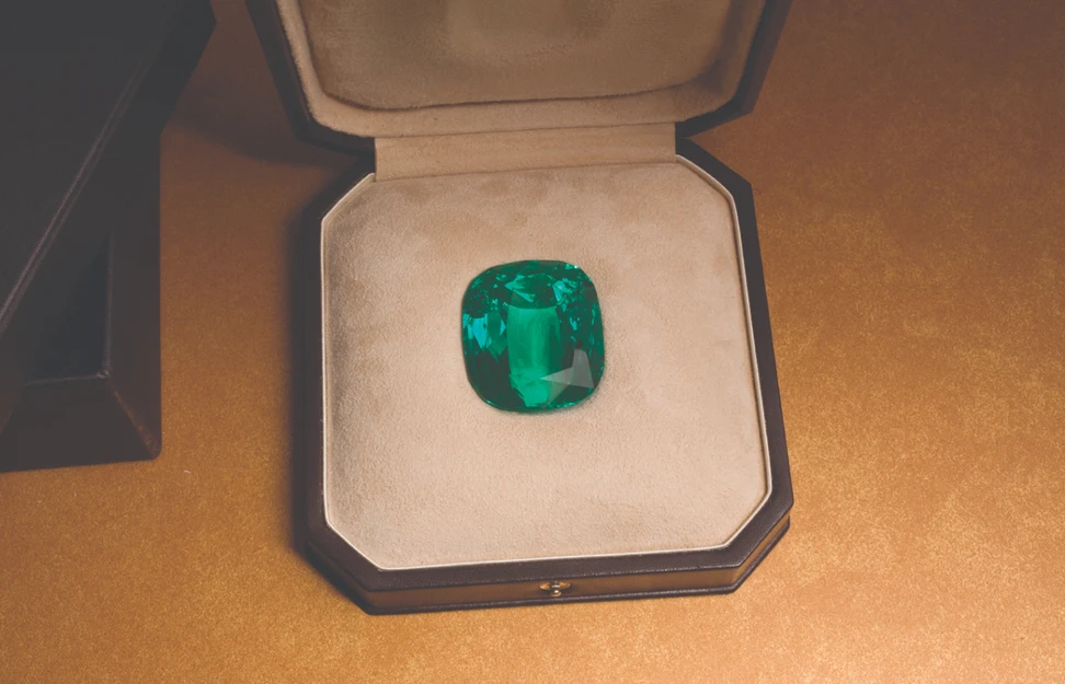 <p>The Bayco The Imperial Emerald – A remarkable 206-ct unenhanced cushion Colombian emerald</p>