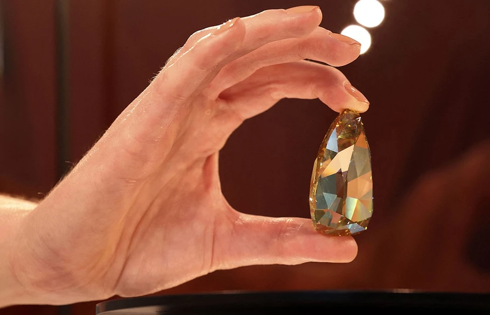 <p>The Golden Canary Diamond formerly weighed just over 407 carats and was named the “Incomparable Diamond”</p>