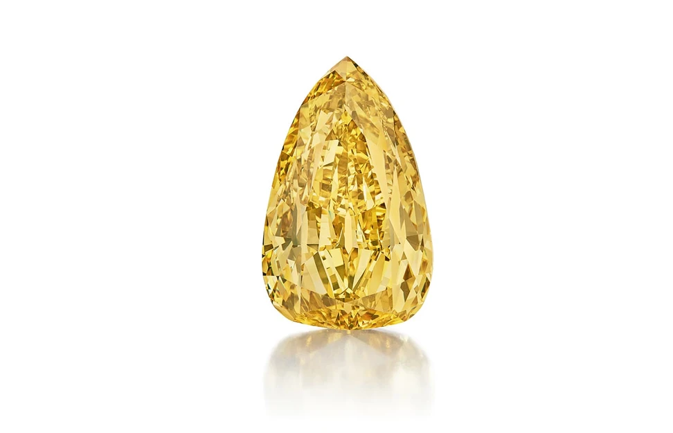<p>The Golden Canary, a 303.10 carat Fancy Deep Brownish-Yellow Diamond to be auctioned by Sotheby’s in New York on Dec 7</p>